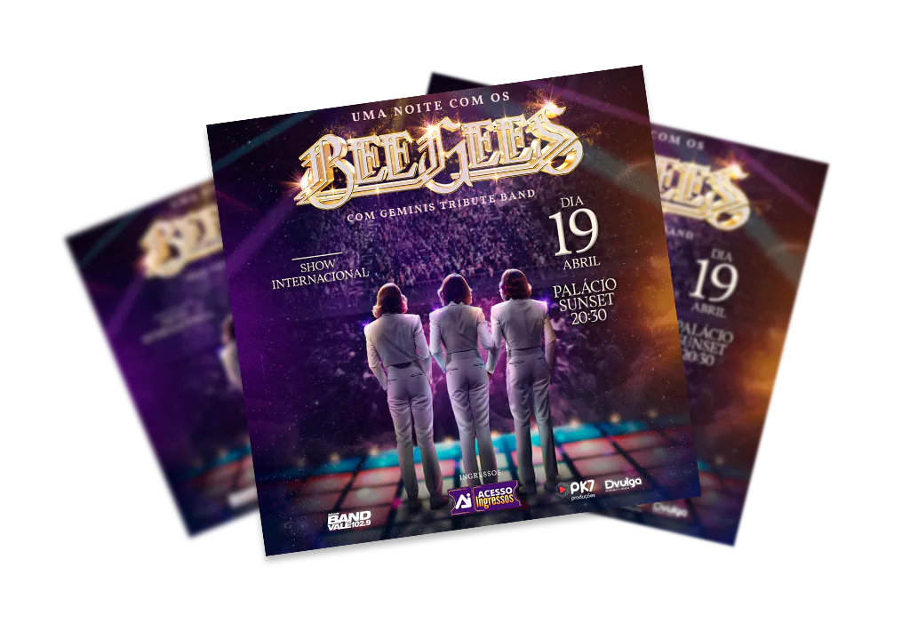 Peças estáticas da campanha Uma Noite com os Bee Gees